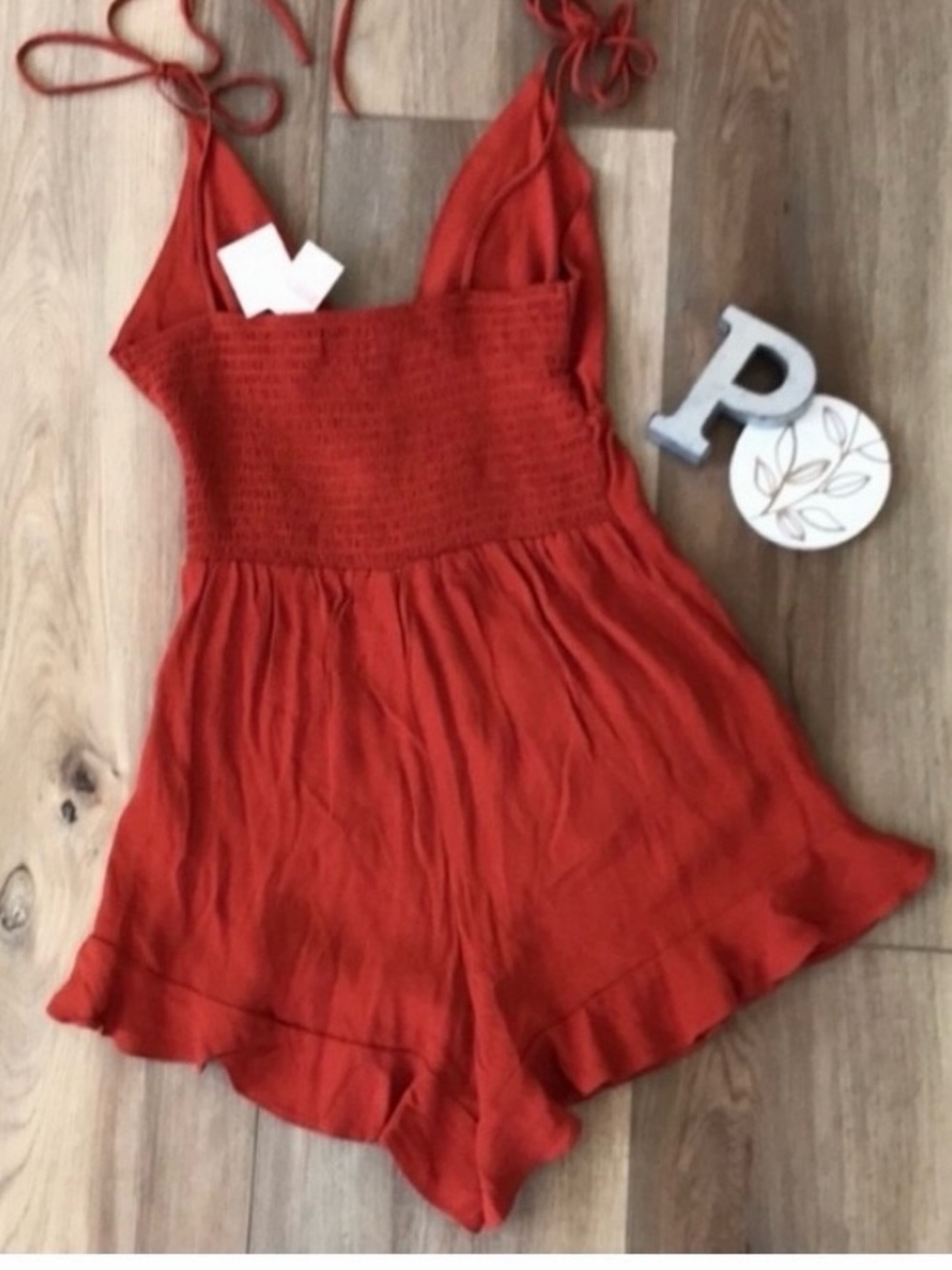 Victoria Secret Laurel &Love Smocked Romper with Tie Straps
